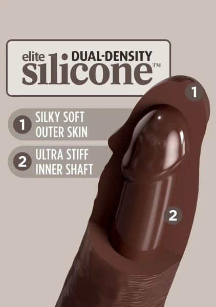 King Cock Elite 9 Inch Dual Density Vibrating Cock Flesh Brown — image 24 of 25