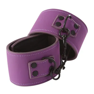 Lust Bondage Purple Vegan Leather Wrist Cuffs