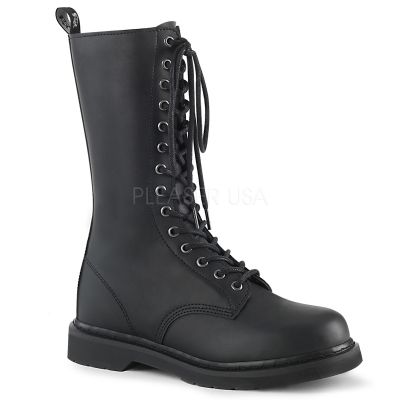 1 1 4 inches Heel 14 Eyelet Mid Calf Unisex Vegan Boot Side Zip