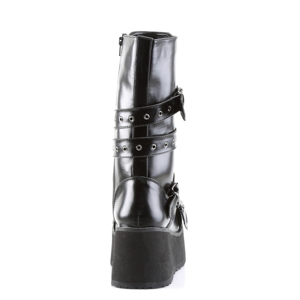TRASHVILLE-205 - 3 1/4" P/F Goth Punk Blk PU Calf Bt W/ Wrap Around Strap — image 4 of 4