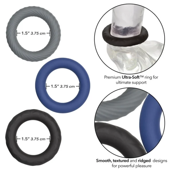 Link Up Ultra-Soft Extreme Silicone 3 Cock Ring Set By CalExotics