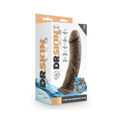 Dr Skin Glide Self lubricating Dildo 8 In Chocolate