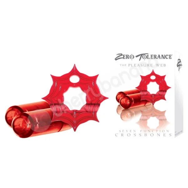 Crossbones The Pleasure Web Red Twin Bullet Cock Ring