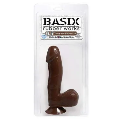 Basix Rubber Works 6 5 Inch Dong With Suction Cup Brown