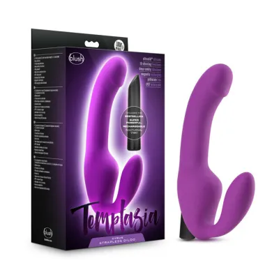 Temptasia Cyrus Strapless Silicone Dildo Purple 21 6 cm USB Rechargeable Strapless Strap On
