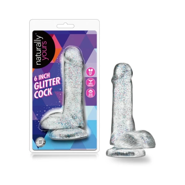 Naturally Yours - 6" Glitter Cock - Sparkling Clear — image 17 of 17
