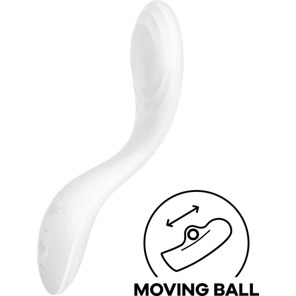 Satisfyer Rrrolling Pleasure Silicone Rechargeable Waterproof 12-Function G-Spot Vibrator - White