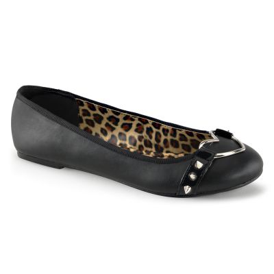 Round Toe Flat w Studded Straps and Heart O Ring on Vamp