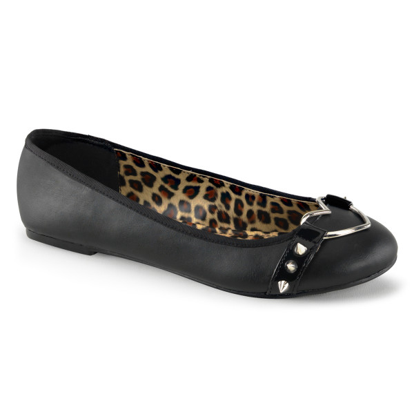 Round Toe Flat w/Studded Straps and Heart O-Ring on Vamp