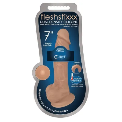7 Inch Fleshstixxx Silicone Dildo With Balls Latte