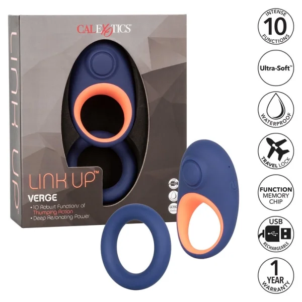 Link Up Verge Silicone Rechargeable Vibrating Cock Ring By CalExotics