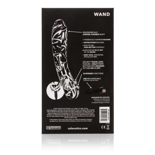Hype Wand Flexible Shaft Black White Vibrator