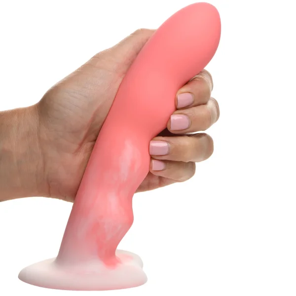 Simply Sweet Wavy 8" Silicone G-Spot Suction Cup Dildo - Pink & White