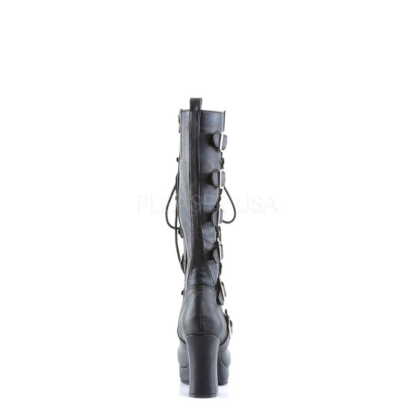 GOTHIKA-200 - 3 3/4" Goth Punk Lolita Blk Pu Lace-up Front Knee BT — image 4 of 4
