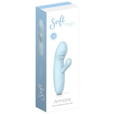 Soft by Playful Amore Rechargeable Rabbit Vibrator Blue