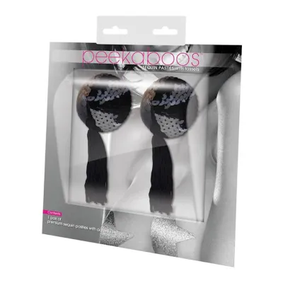 Sequin Pasties With Tassel Black