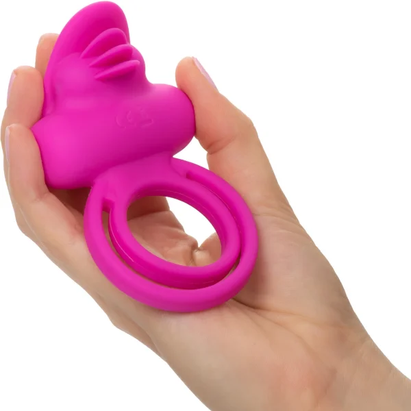 Silicone Rechargeable Dual Clit Flicker Vibrating Cock Ring By CalExotics