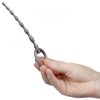 Bondara Soundwave Silver Silicone Rippled Urethral Plug 13 5cm