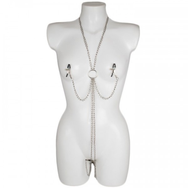 Bondara Chain Harness with Nipple and Vagina Clamps