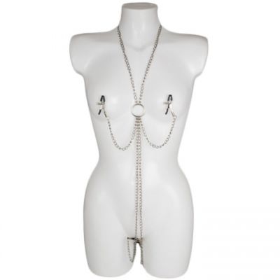 Bondara Chain Harness with Nipple and Vagina Clamps