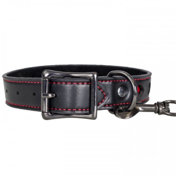 Bondara Faux Leather Heart Collar with Black Leash