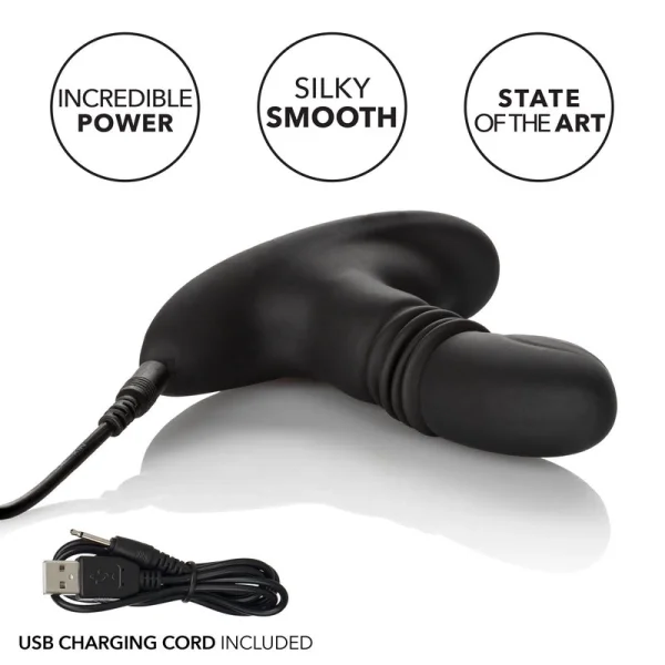 Eclipse Thrusting Rotator Silicone Vibrating Anal Probe by CalExotics - Black