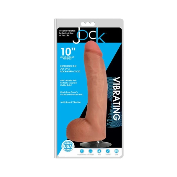 Jock 10 Inches Vibrating Dong, Balls And Suction Cup