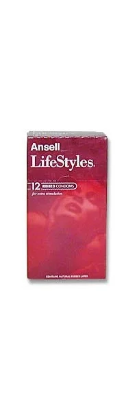 Ansell LifeStyles Ribbed Condoms (12 Pack)