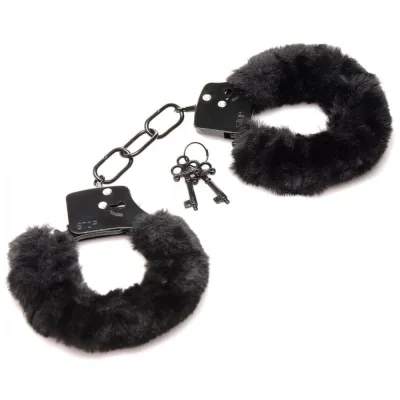 Cuffed in Fur Furry Handcuffs Black