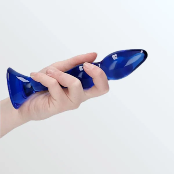 Chrystalino Gallant Blue Glass Curved Dildo Wand