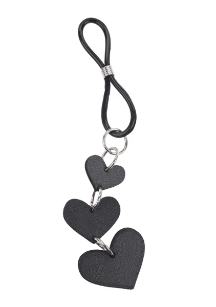 Sex & Mischief Heart Nipple Ties By Sportsheets - Black & Silver