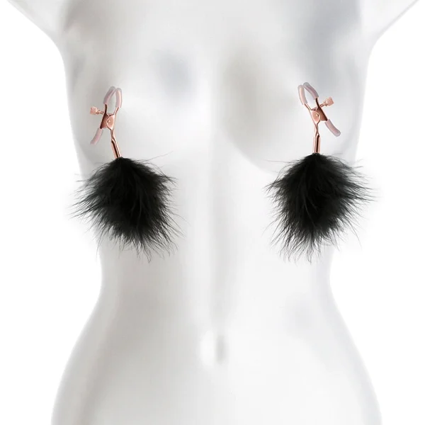 Bound Adjustable F1 Feather Nipple Clamps by NS Novelties - Rose Gold & Black