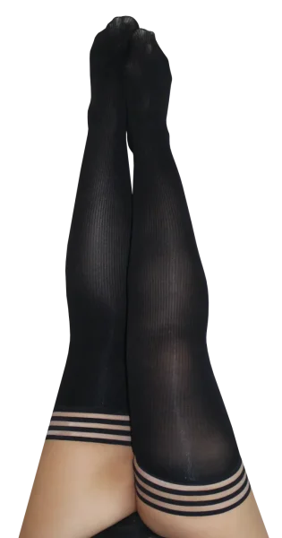 Kix'ies Dana Lynn Black Ribbed Thigh Highs