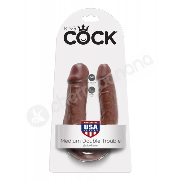 King Cock Brown U-shaped Medium Double Trouble Dildo