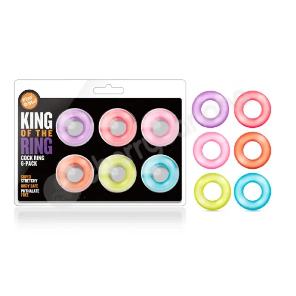 Play With Me King Of The Ring Cock Ring 6 Pack