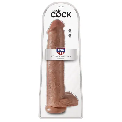King Cock 15 Cock With Balls Tan