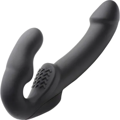 Evoke Super Charged Silicone Vibrating Strapless Strap On By Strap U Black