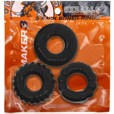 Bonemaker 3 Pc Cockring Set Black