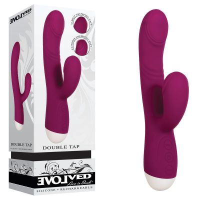 Evolved Double Tap Burgundy Red 22 2 cm USB Rechargeable Rabbit Vibrator