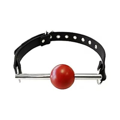 Ball Gag Black With Removable Red Ball And Stainless Steel Rod