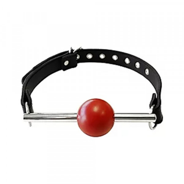 Ball Gag - Black With Removable Red Ball And Stainless Steel Rod