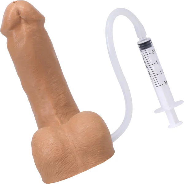 POP 'N' Play Squirting Harness Compatible Silicone Dildo & Packer - Caramel