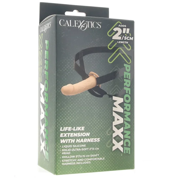 Performance Maxx Life-Like Silicone 7" Hollow Penis Extension With Harness By CalExotics - Vanilla