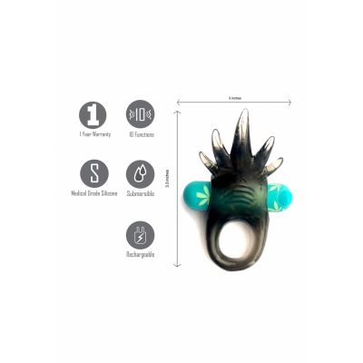 Ziggy Leaf Pattern Green Black Adjustable Cock Ring