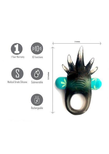 Ziggy - Leaf Pattern Green / Black - Adjustable Cock Ring