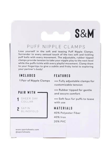 Sex & Mischief Puff Nipple Clamps By Sportsheets - Black & Rose Gold