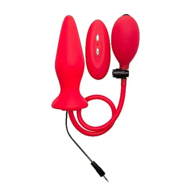 Inflatable Vibrating Silicone Plug Red