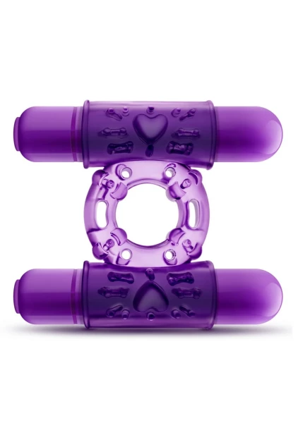 Play With Me Double Play Dual Vibrating Cock Ring Purple