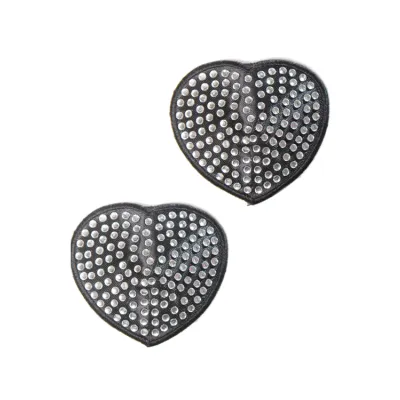 Silver Rhinestone Heart Pasties By Coquette