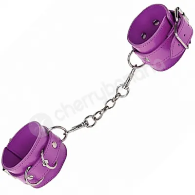 Ouch Purple Leather Cuffs